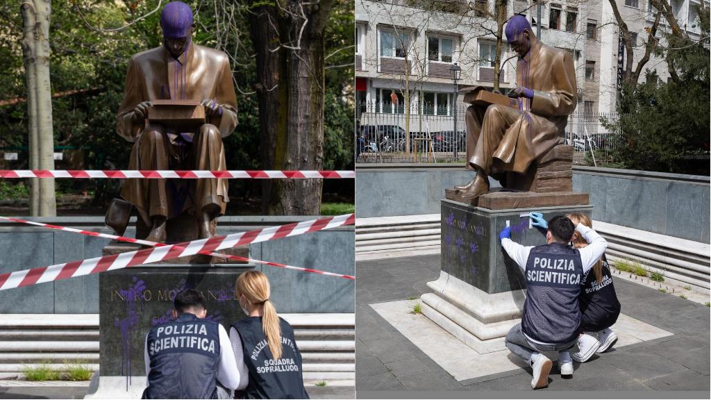 Milano Non C Pace Per La Statua Di Indro Montanelli Vandalizzata