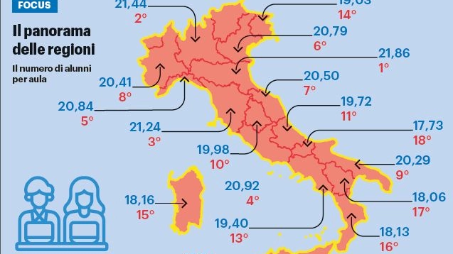 Scuola, alunni per classe: la mappa della regioni