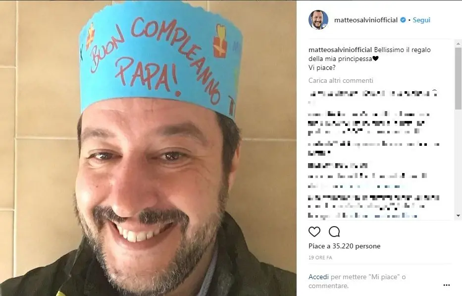 Matteo Salvini, compleanno a porte chiuse alle Stelline