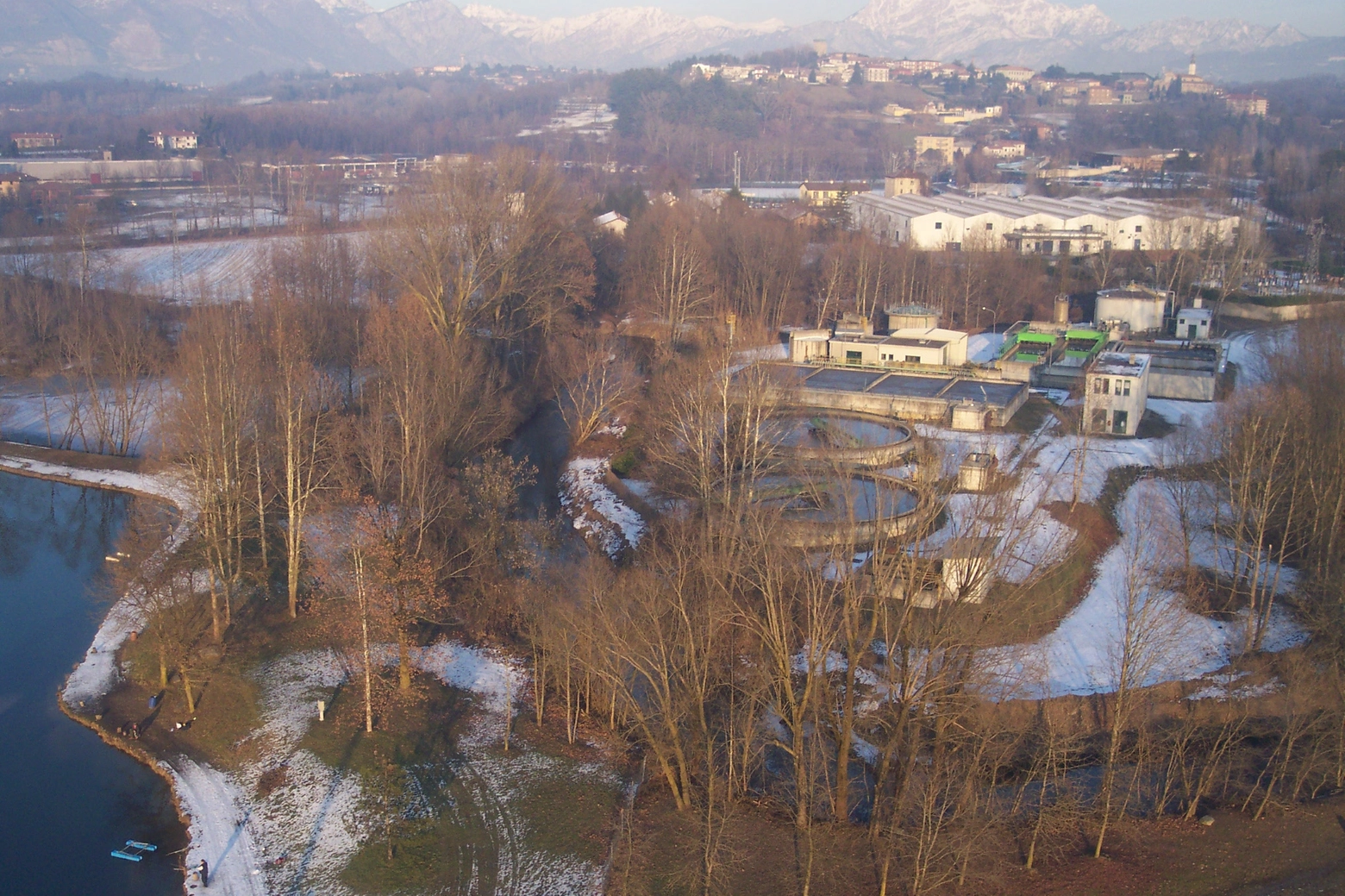 Vista aerea dell’impianto di depurazione di Nibionno