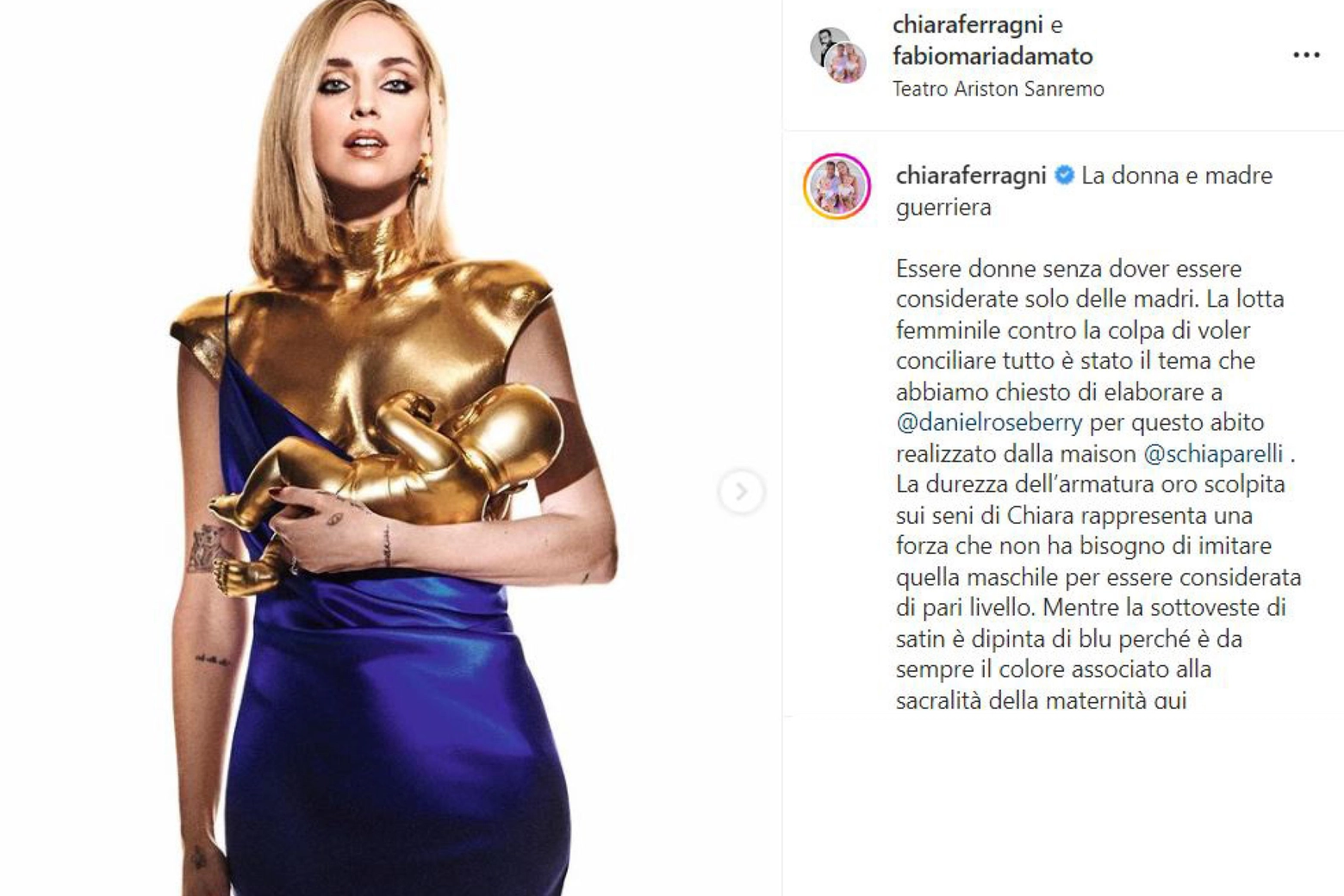 Chiara Ferragni e l'abito scultura (Foto Instagram)