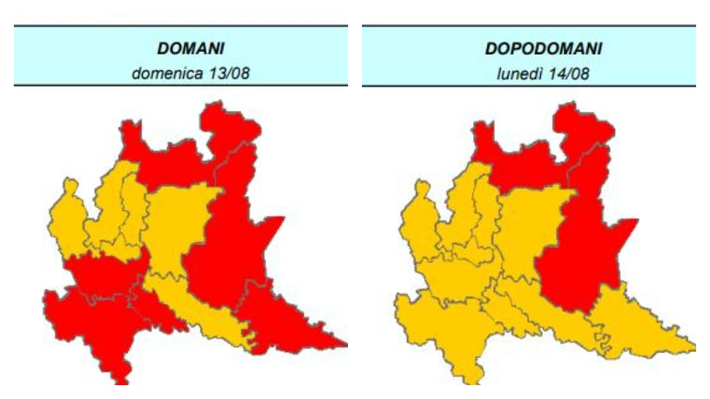 Nella mappa di Arpa Lombardia bollino rosso per il disagio da calore in gran parte della regione