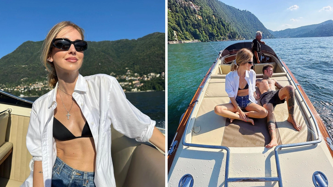 Chiara Ferragni e Fedez in barca sul lago di Como