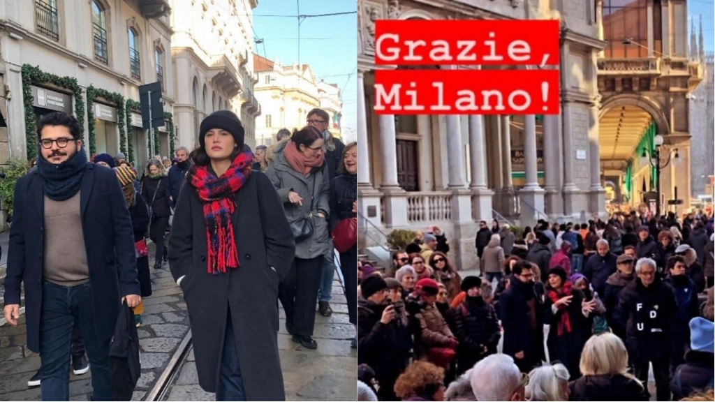 Patrick Zaki alla camminata per i diritti a Milano