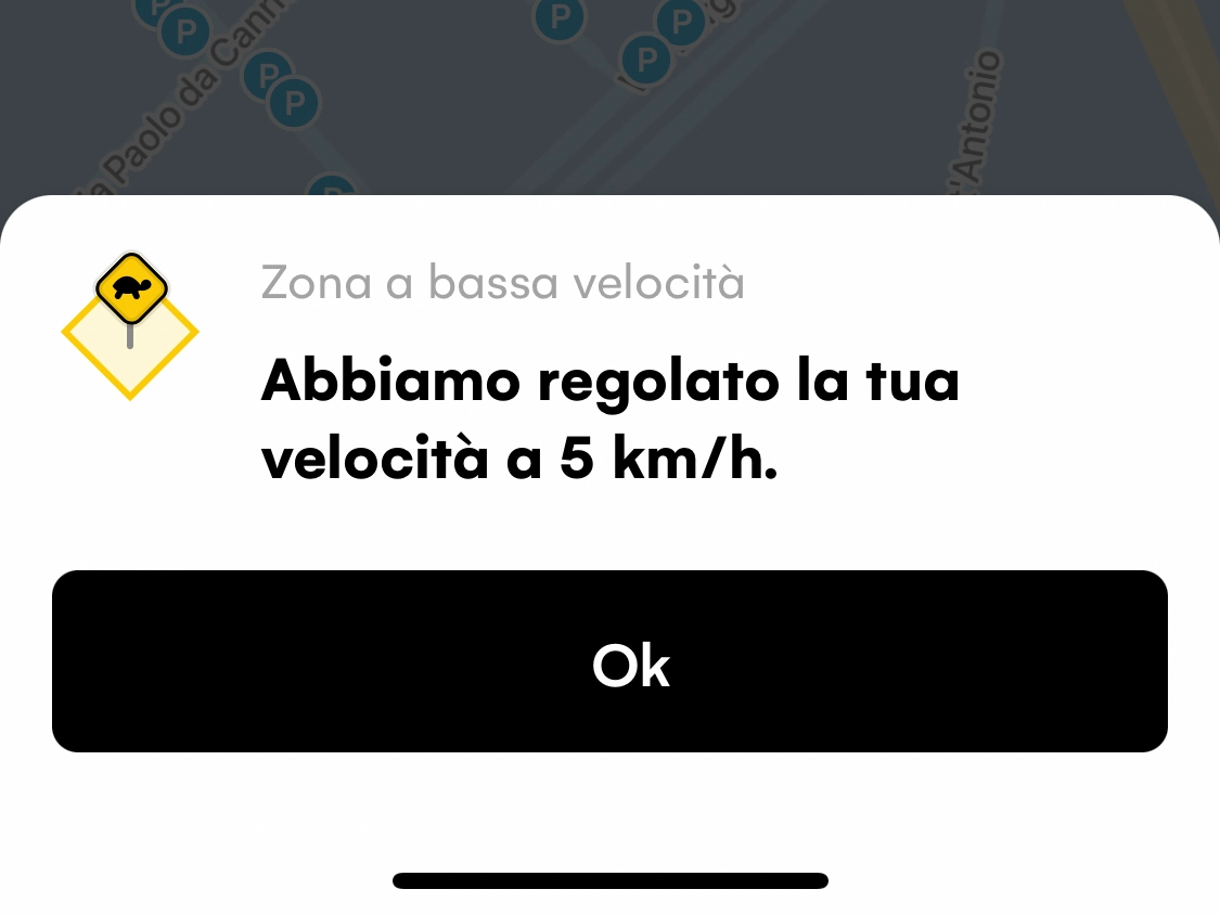 L'avviso sull'app di autolimitazione della velocità