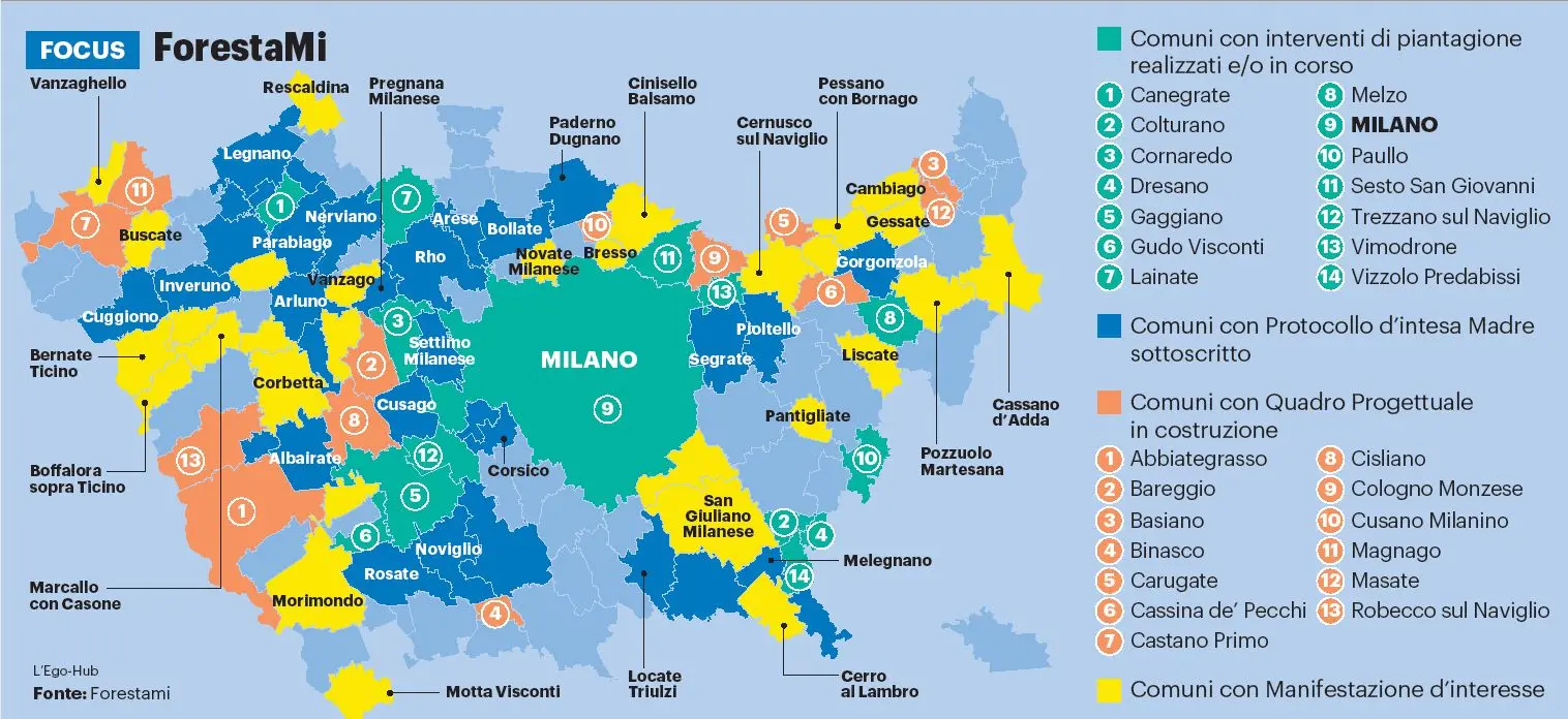 Forestami, 92mila nuovi alberi a Milano e provincia