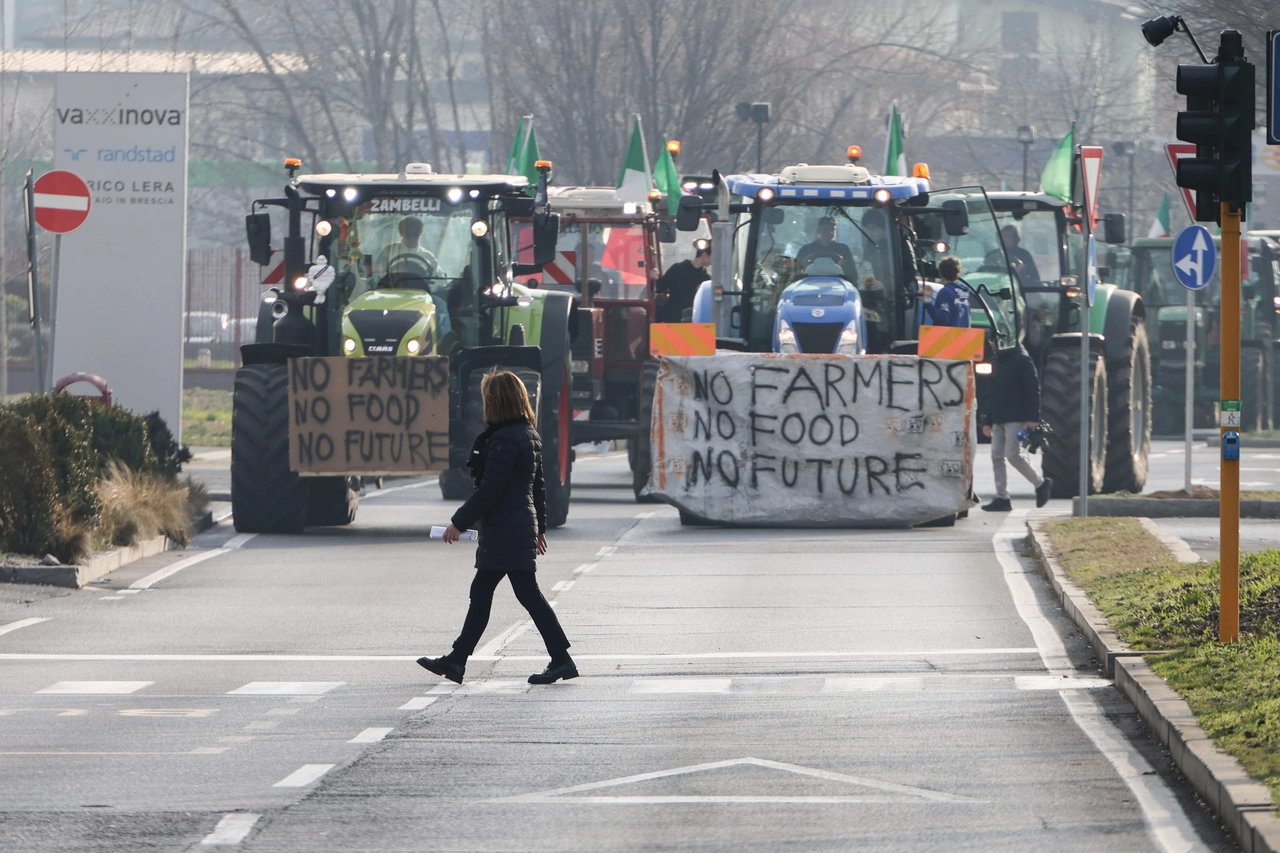 Un momento della protesta degli allevatori