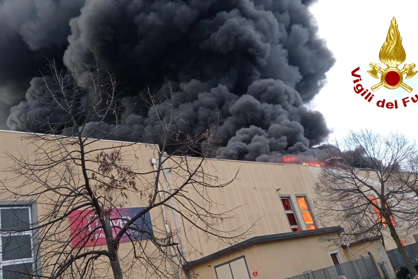 Incendio a Truccazzano (foto Vigili del Fuoco)