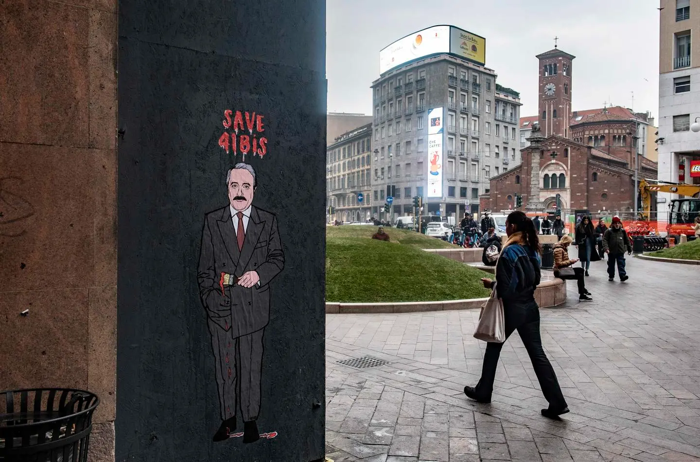 "Save 41 bis", in piazza San Babila nuovo murales di AleXsandro Palombo