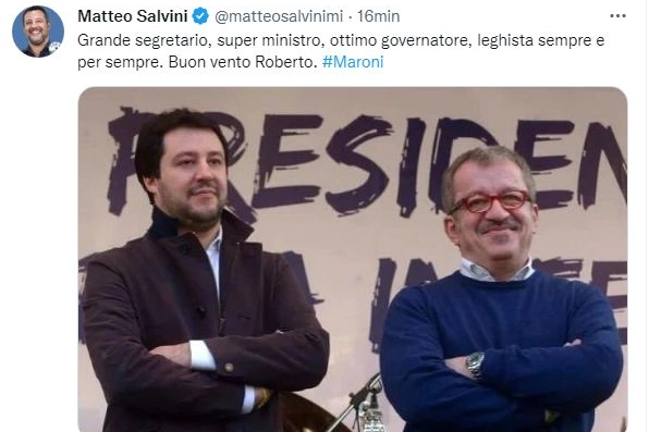 Il tweet di Matteo Salvini