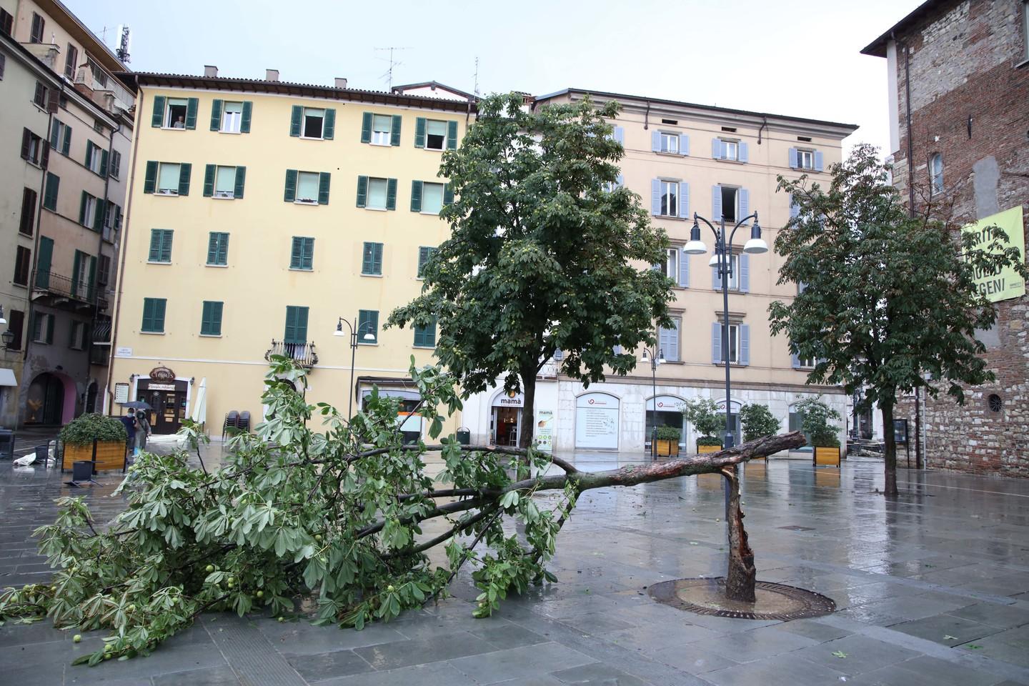 Maltempo a Brescia grandine e forte vento danni in città e nella