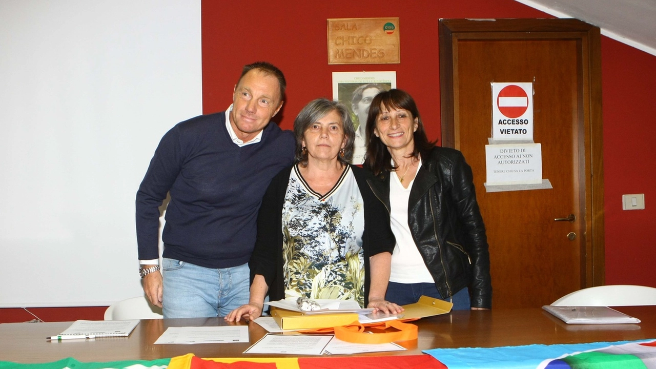 I sindacalisti  Massimilano Arighi, Marina  Pensa e Antonia  Piani (Anp)