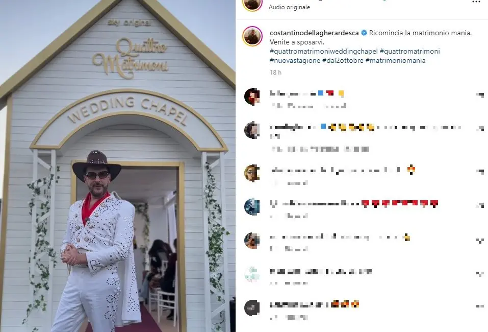 Quattro Matrimoni oggi Milano: Costantino Della Gherardesca celebra nozze stile Las Vegas