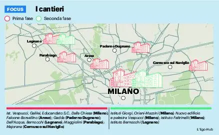 Cantieri scuole: lavori a Milano, Parabiago, Legnano, Arese, Sesto, Cernusco e Paderno