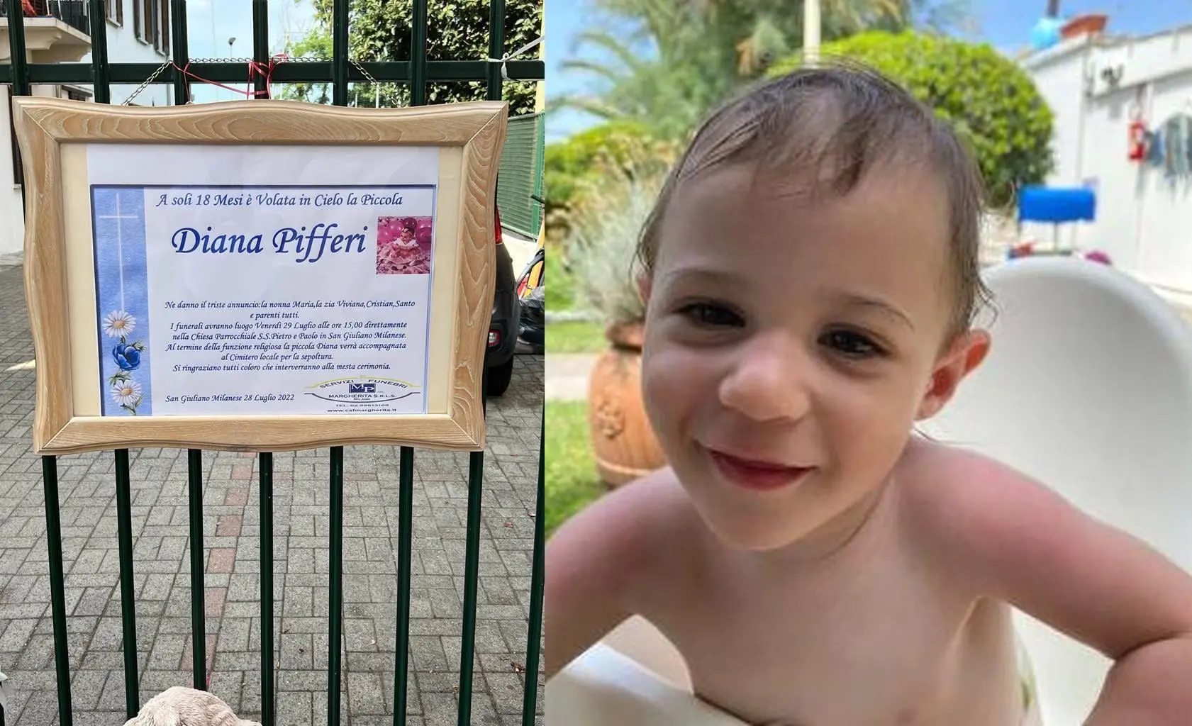 Diana, la bimba morta di stenti: i funerali venerdì a San Giuliano Milanese