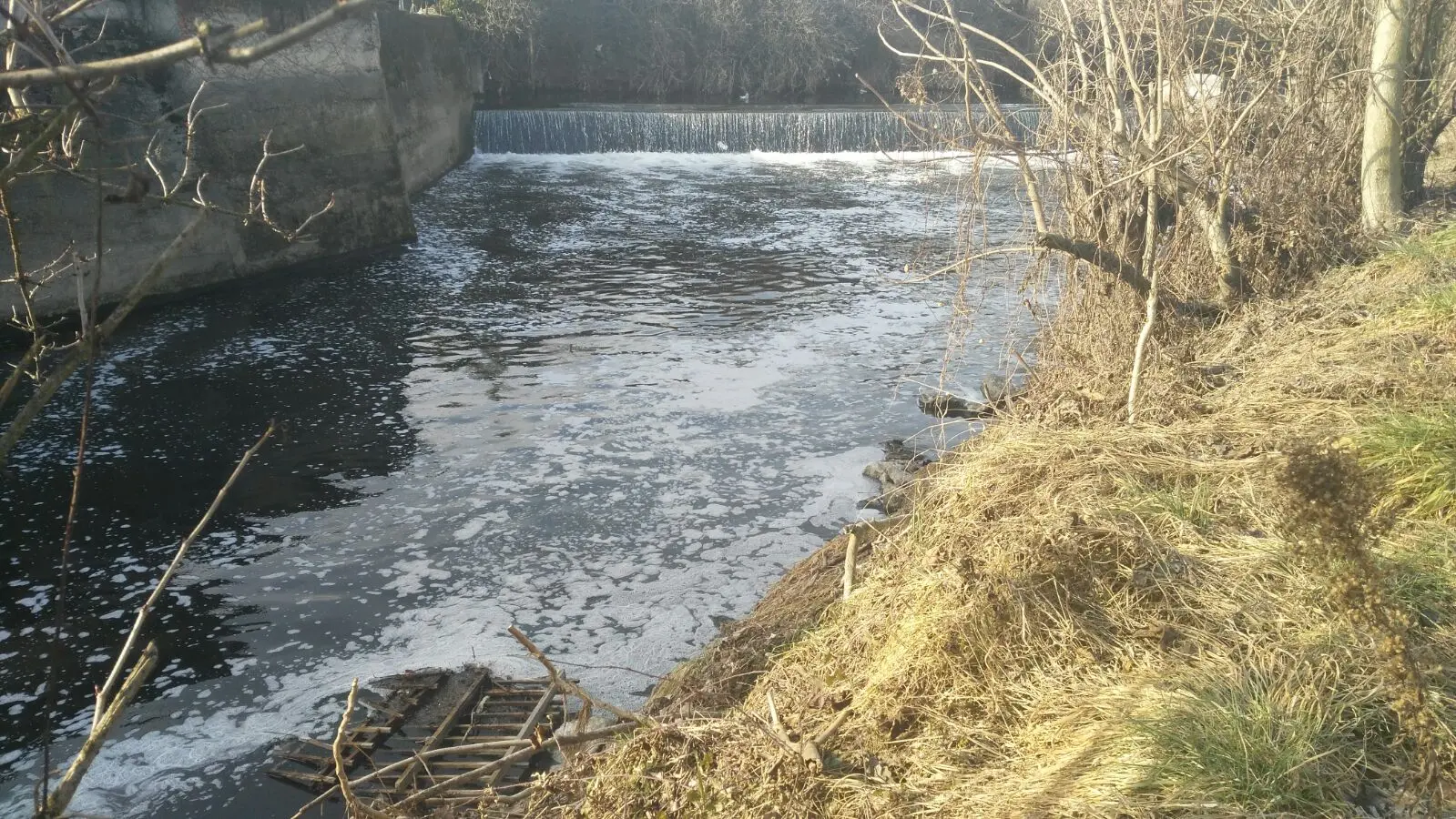 Legnano, ancora schiuma sul fiume Olona