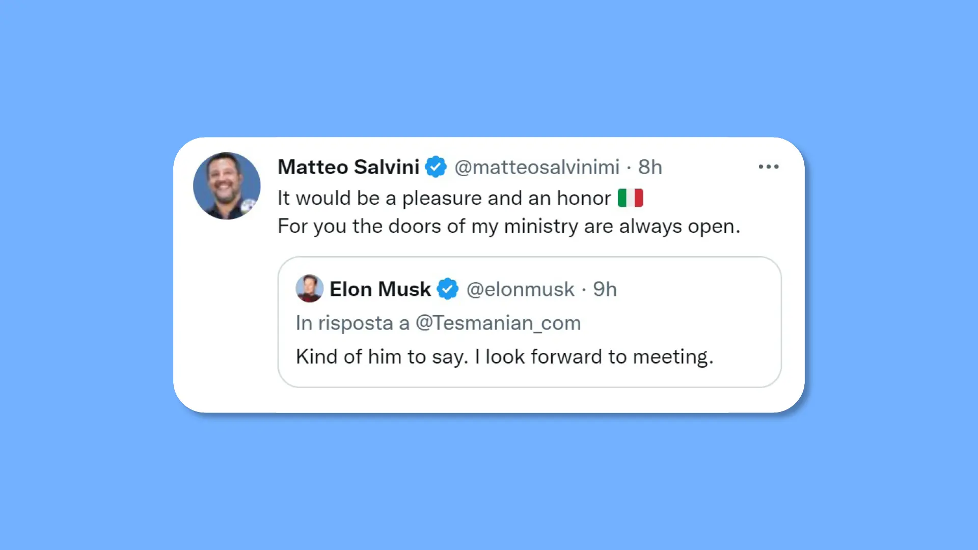 Salvini chiama, Elon Musk risponde: duetto a distanza fra il ministro e il magnate