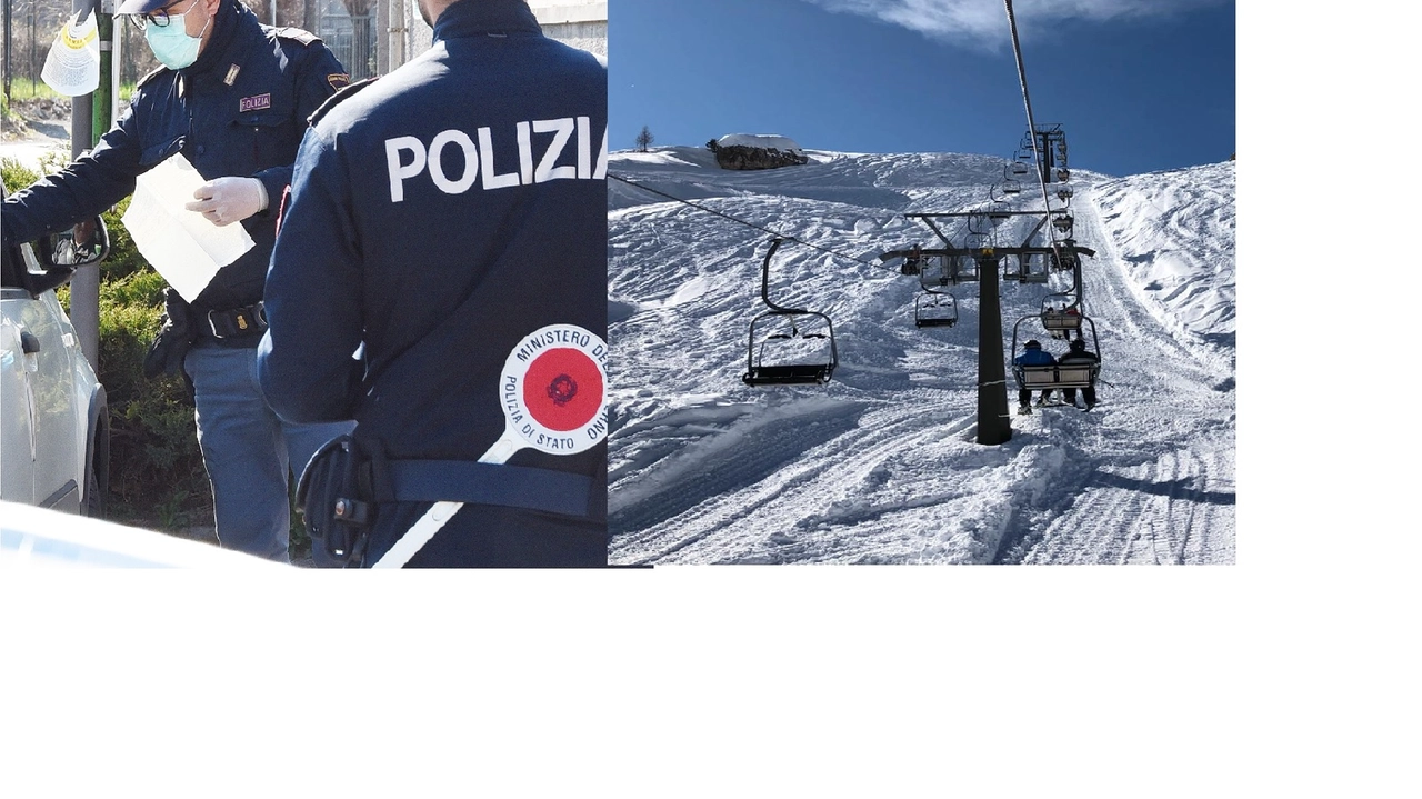 Controlli polizia (foto Cusa) e impianti sci (Dire)