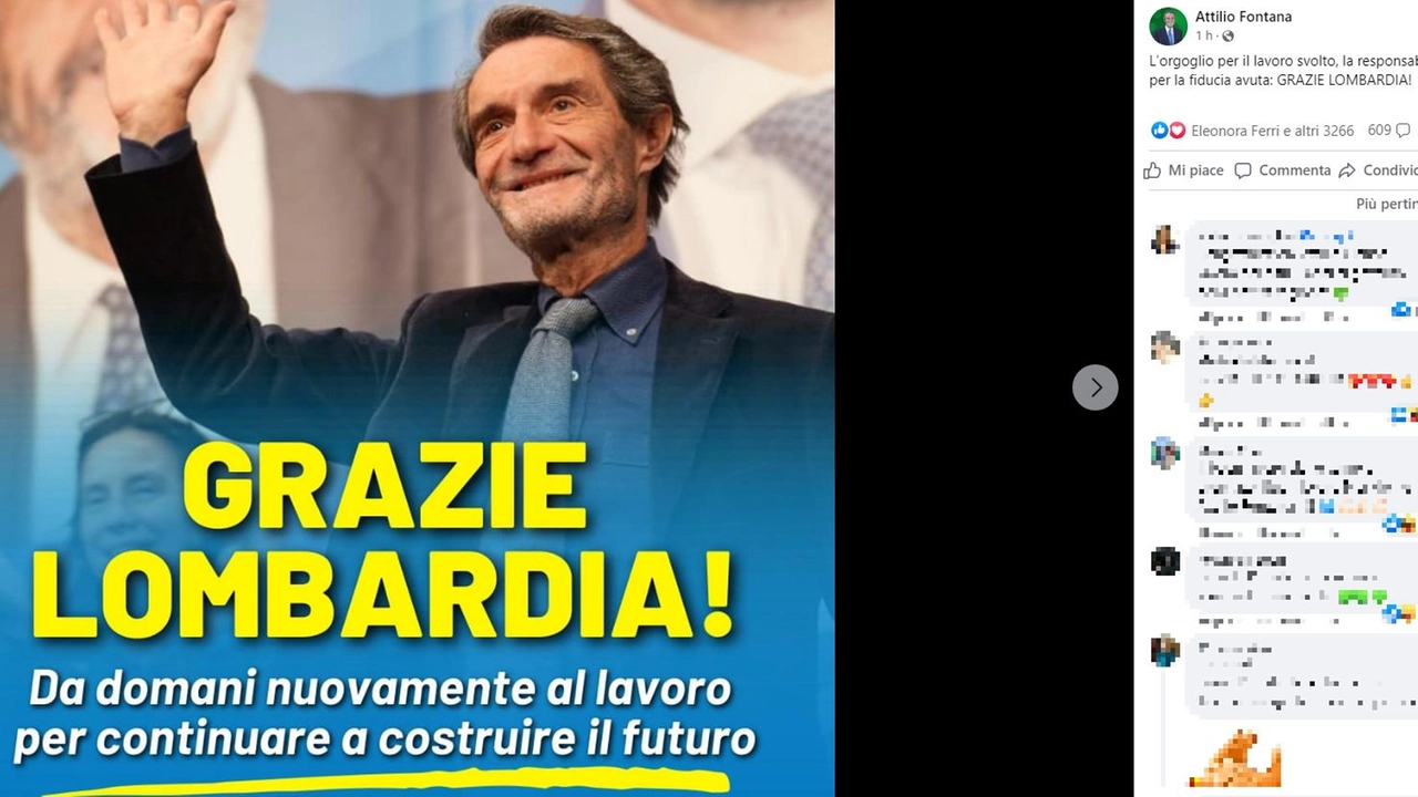 Il post Facebook di Attilio Fontana