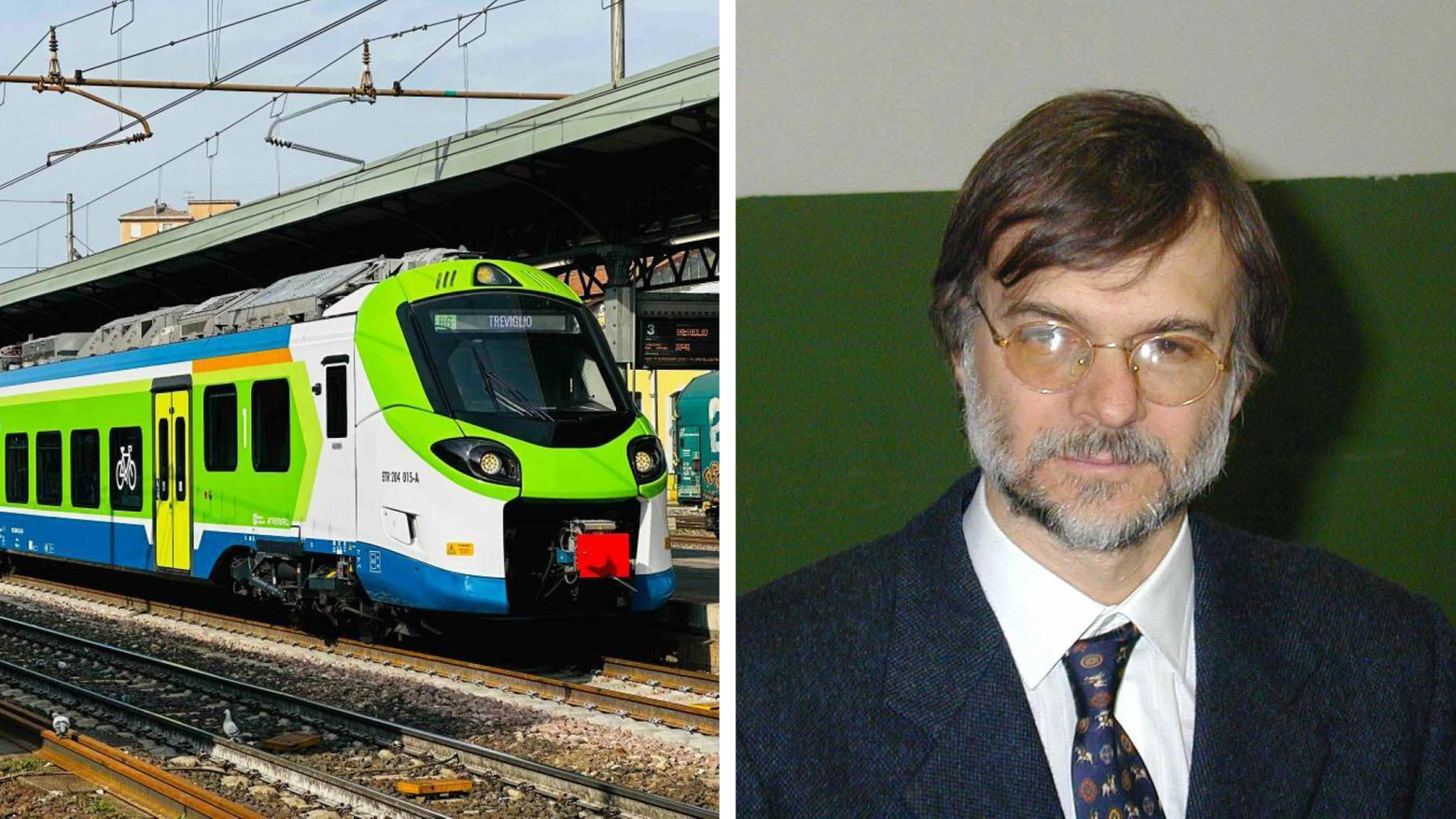 A destra, Giorgio Dahò, del Comitato Pendolari della linea Milano-Lecco-Sondrio-Tirano