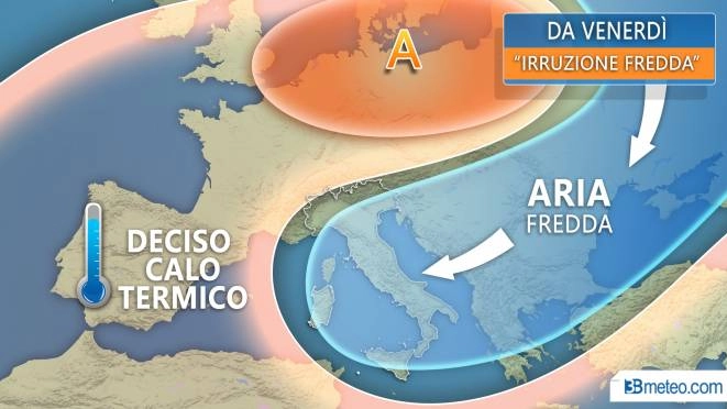 Previsioni meteo, arriva il freddo dalla Russia. La mappa di 3bmeteo.com