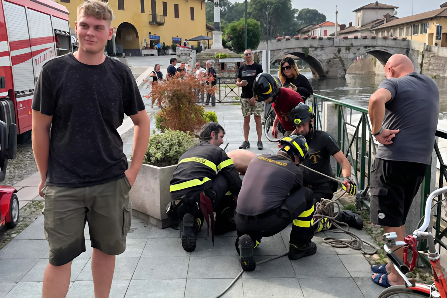 Il magentino Luca Mordenti, 18 anni, protagonista del salvataggio dell’animale che è stato poi preso in carico dai vigili del fuoco
