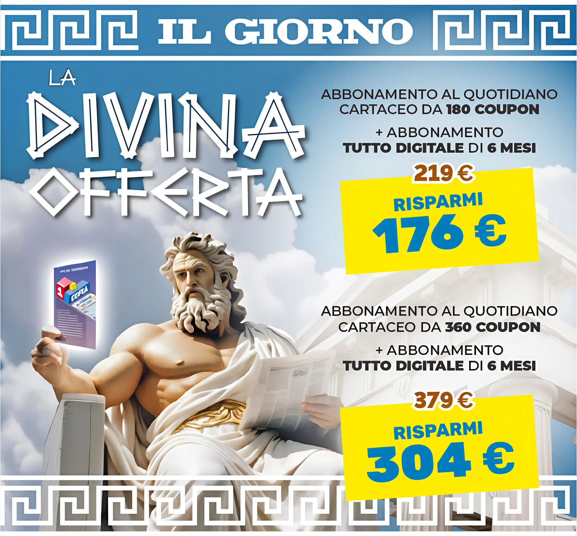 Doppia offerta divina per “Il Giorno“. L’informazione di qualità ovunque