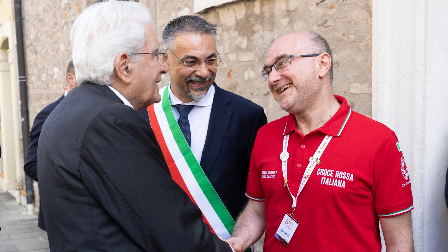 Il Presidente della Repubblica Sergio Mattarella incontra Rosario Maria Gianluca Valastro, Presidente Nazionale della Croce Rossa Italiana, in occasione del 160° anniversario, Castiglione delle Stiviere (Mantova)