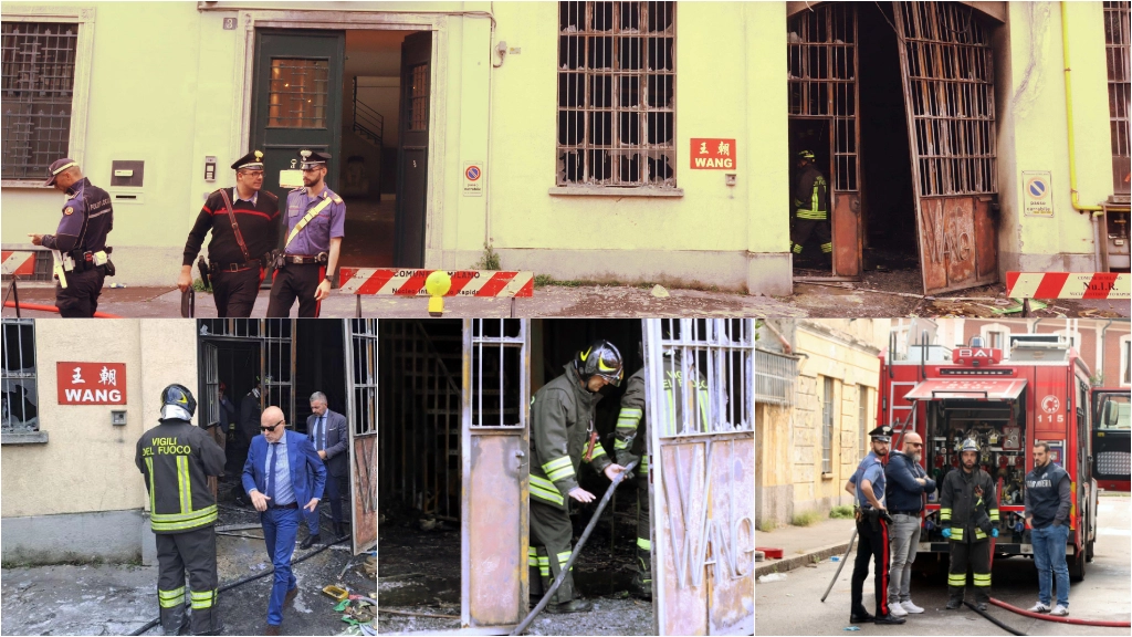 L'intervento di forze dell'ordine e vigili del fuoco questa mattina in via Cantoni, in zona Certosa. Nella prima immagine in basso a sinistra, l'ispezione del procuratore della Repubblica di Milano Marcello Viola