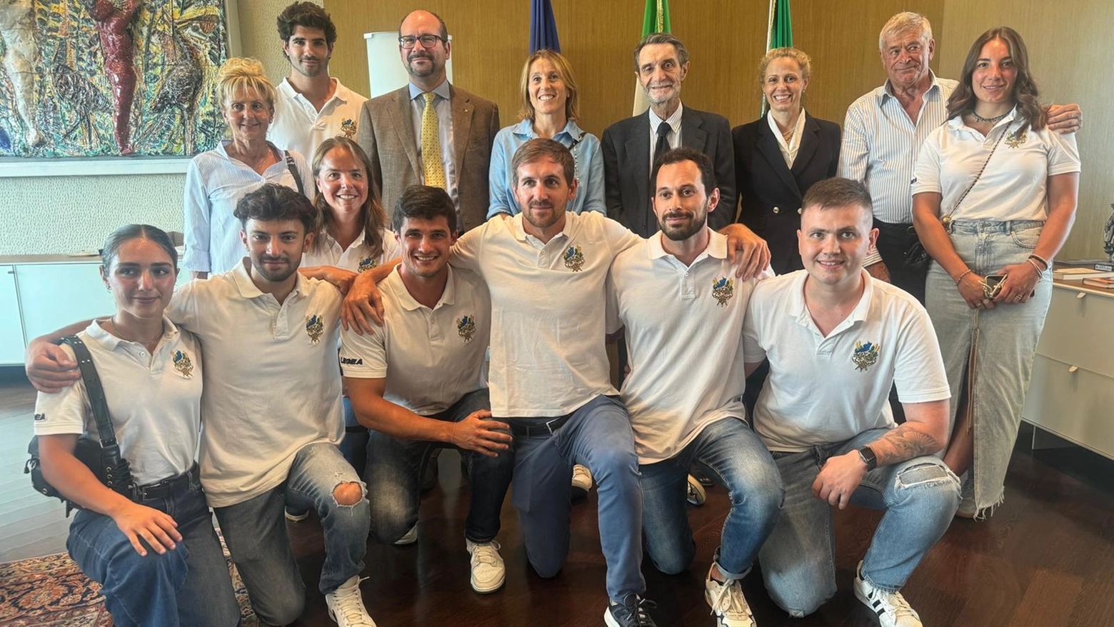 Quindici tra atleti e dirigenti dell’ultracentenaria società sportiva ricevuti a Palazzo Pirelli dal presidente Fontana