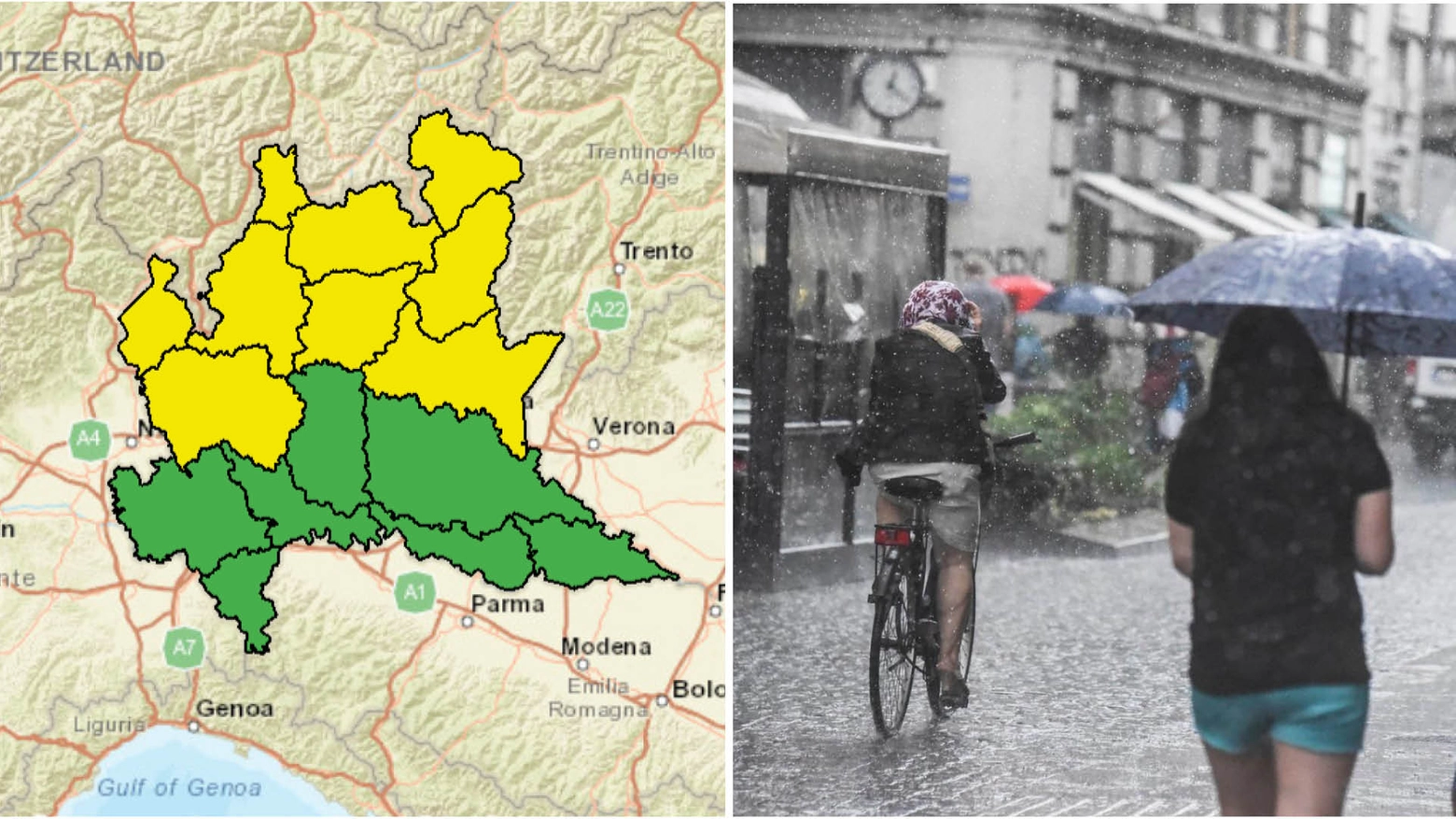 Il Centro Monitoraggio Rischi Naturali della Regione Lombardia ha diramato un'allerta gialla per temporali dalla mezzanotte di oggi, giovedì 20 giugno, e per le successive 24 ore