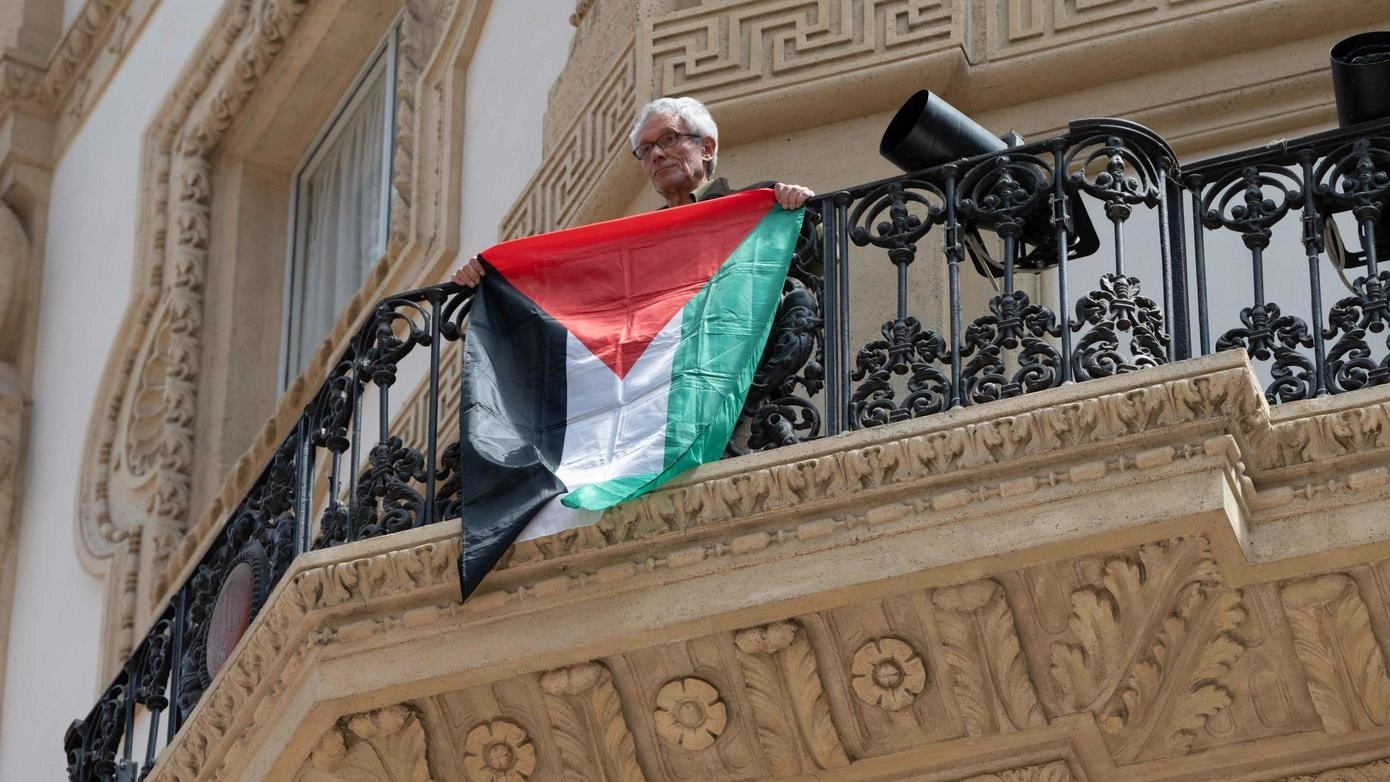 Bandiera della Palestina. Flashmob di Monguzzi