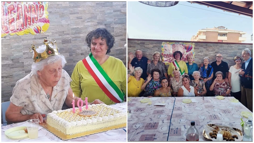 Due momenti dei festeggiamenti per Laura Raimondi