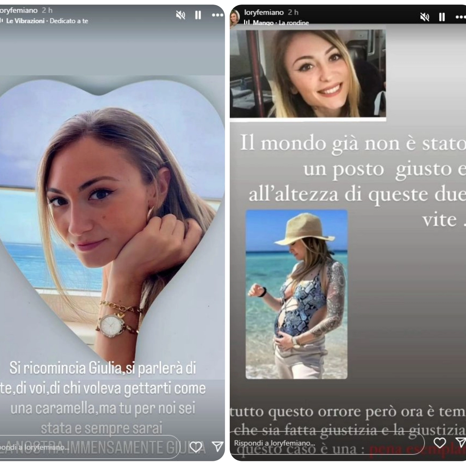 Le storie Instagram della mamma di Giulia Tramontano, la mattina del 21 ottobre, prima di una nuova udienza (Instagram Loredana Femiano)