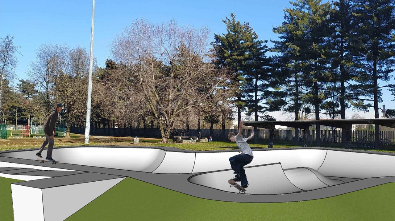 Un rendering del futuro skatepark che verrà realizzato con una spesa di 170mila euro finanziata da risorse di bilancio