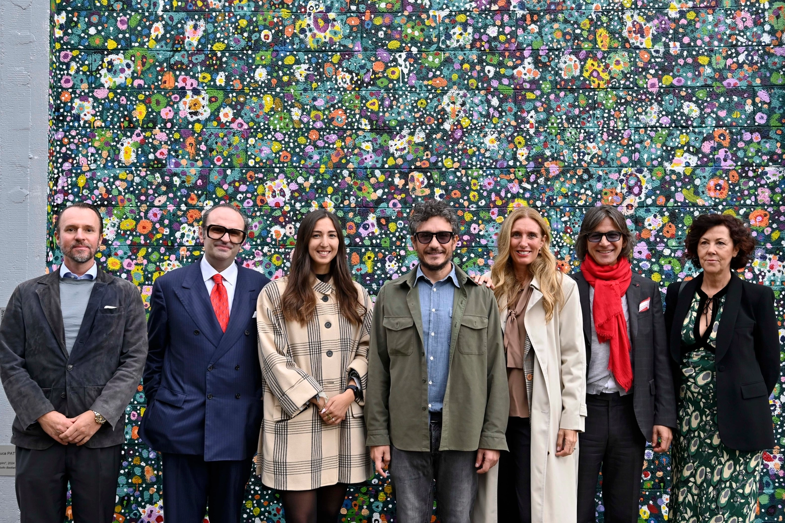 Un momento dell'inaugurazione del murale Respiro