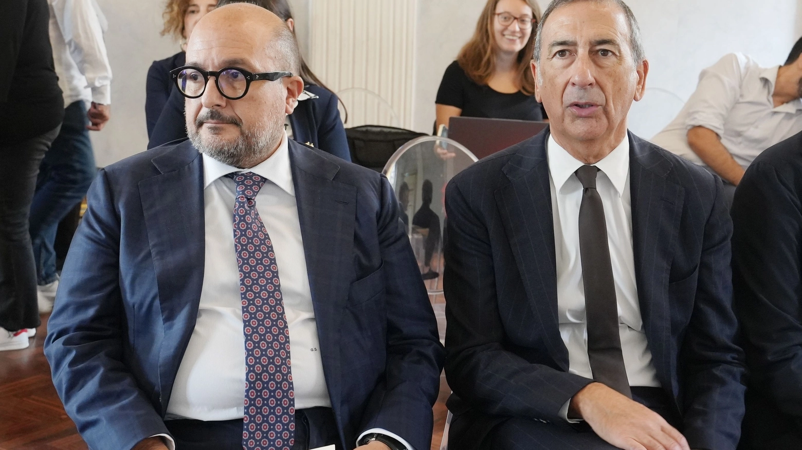 Il ministro Gennaro Sangiuliano e il sindaco Beppe Sala