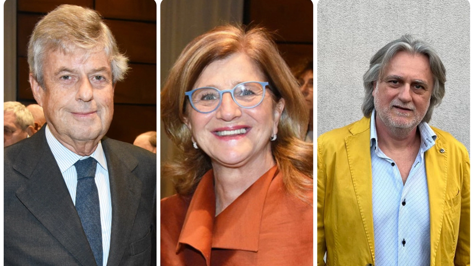 Bergamo, i tre candidati sindaco: Andrea Pezzotta, Elena Carnevali e Vittorio Apicella
