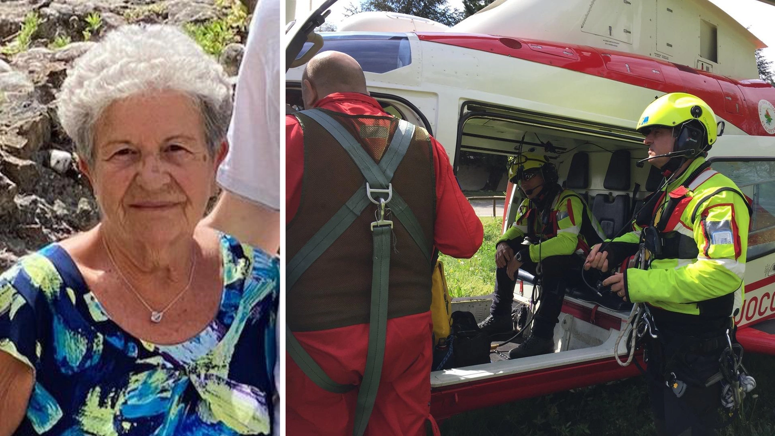 Giuseppina Bardelli e l'intervento dei vigili del fuoco a bordo dell'elisoccorso