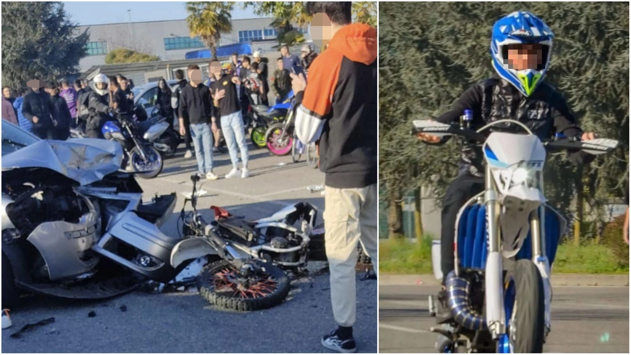 Una delle moto coinvolte nell'incidente di Biassono e Christian Donzello