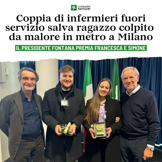 Salvano un uomo colpito da un malore in metropolitana: chi sono gli infermieri premiati in Regione Lombardia