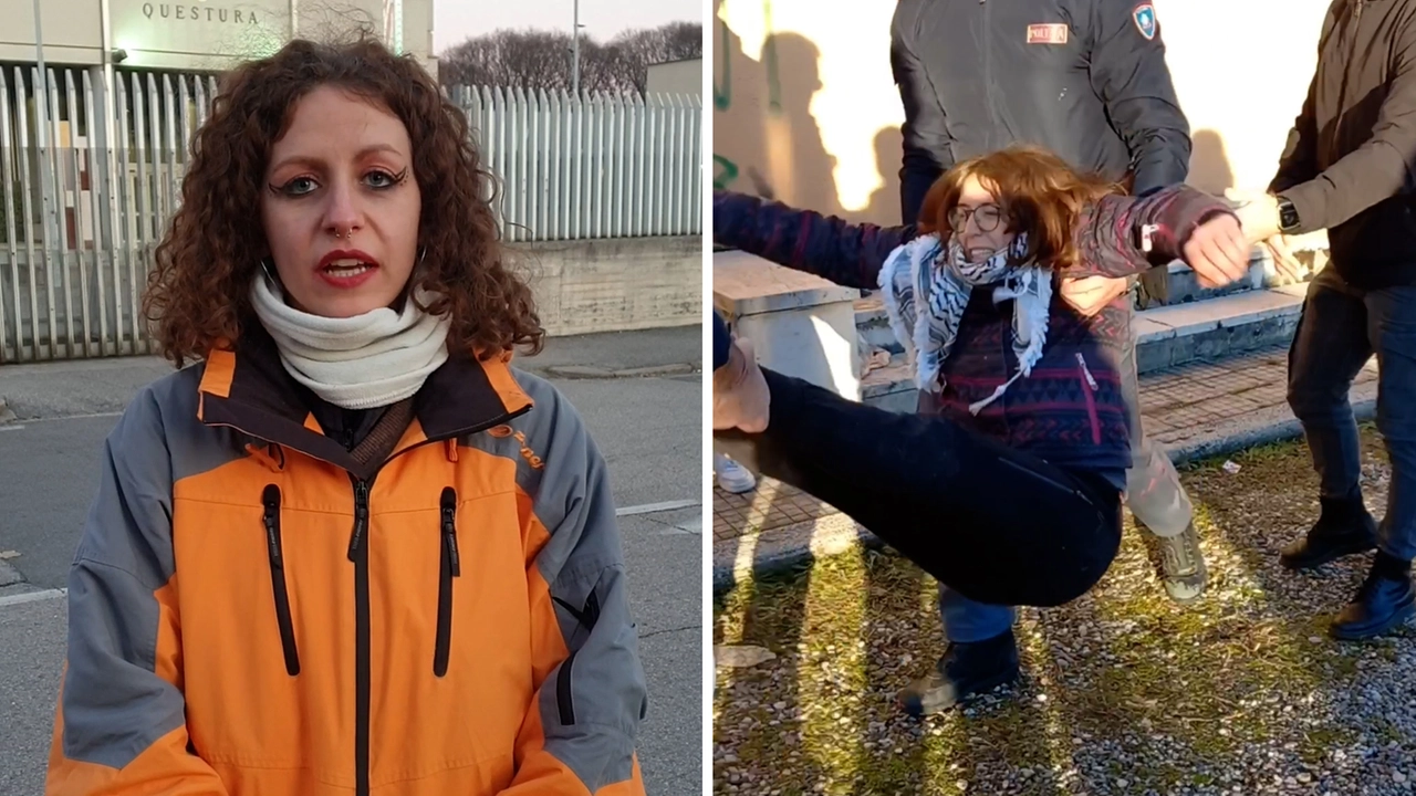 A sinistra “Val”, attivista di 25 anni di Extinction Rebellion. A destra, una delle sue compagne trascinata via dalla polizia