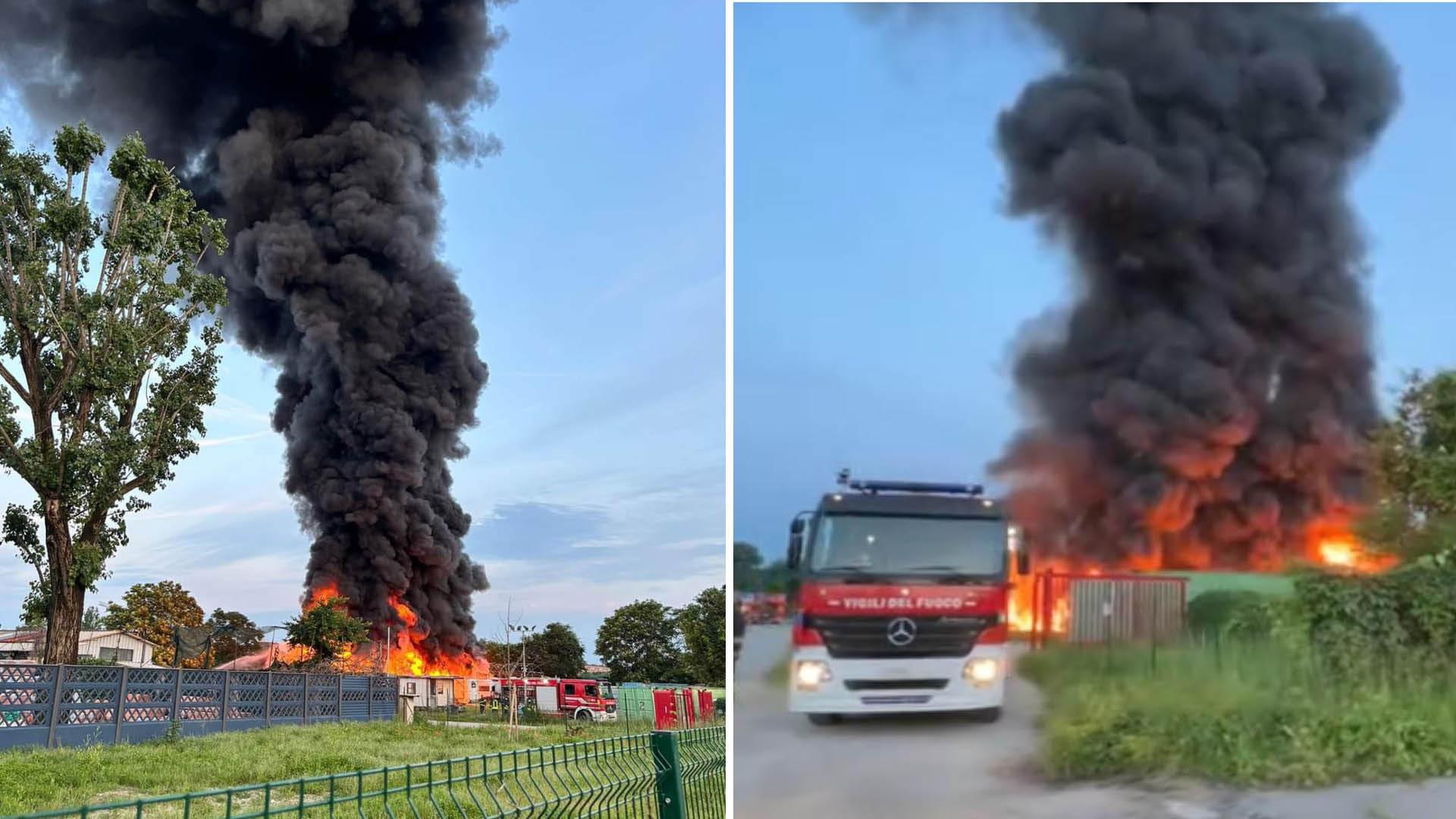 Maxi Incendio A Gratosoglio Deposito Di Camper A Fuoco