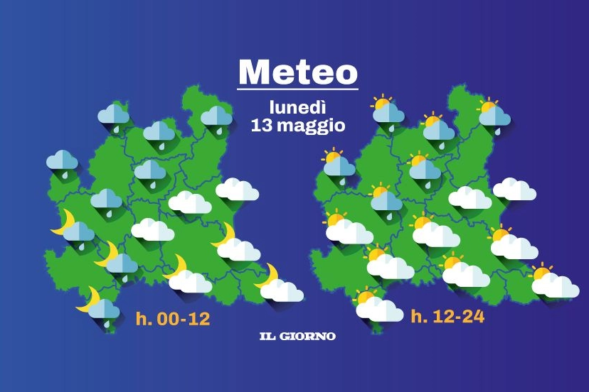 Previsioni meteo per lunedì 13 maggio