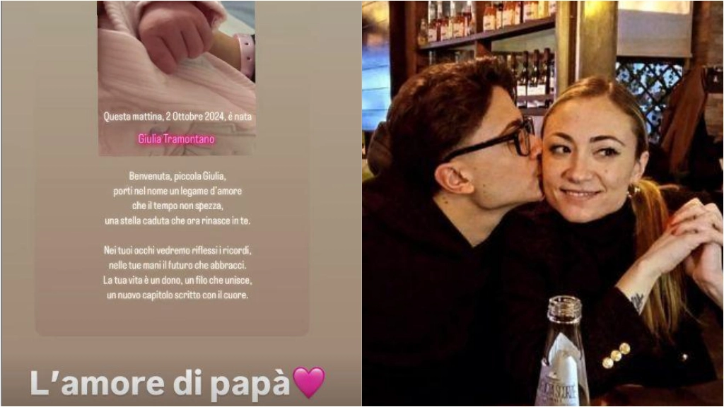 Il post dell'annuncio della nascita di Giulia Tramontano, la piccola è figlia del fratello della 27enne uccisa a coltellate