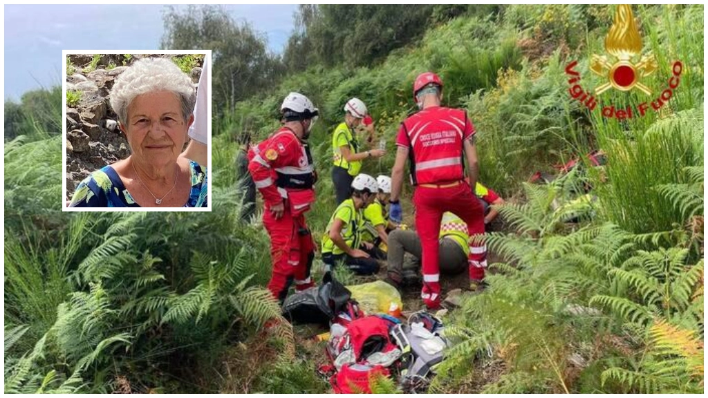 Giuseppina Bardelli e l'intervento dei vigili del fuoco nei boschi per recuperare l'89enne