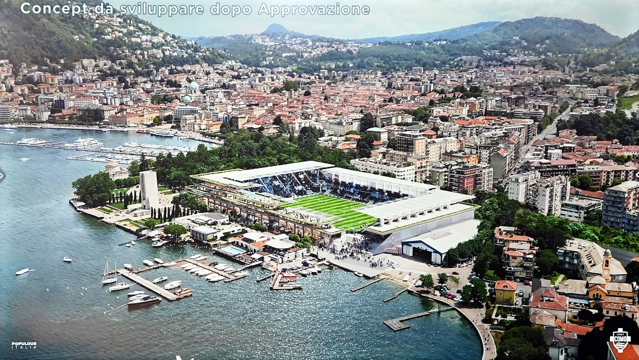 Il progetto dello stadio di Como (Cusa/Ansa)