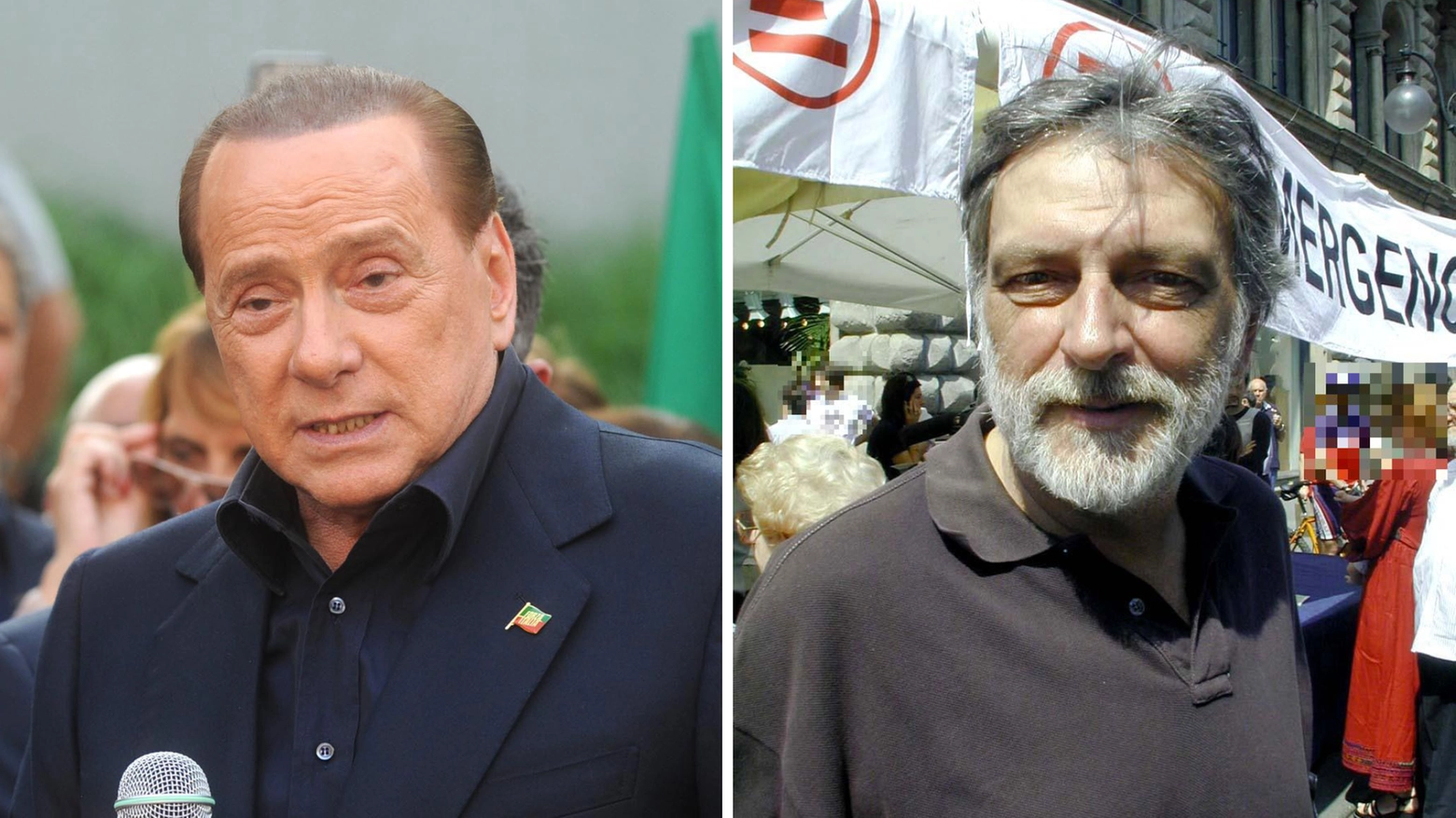 Silvio Berlusconi (a sinistra) e Gino Strada