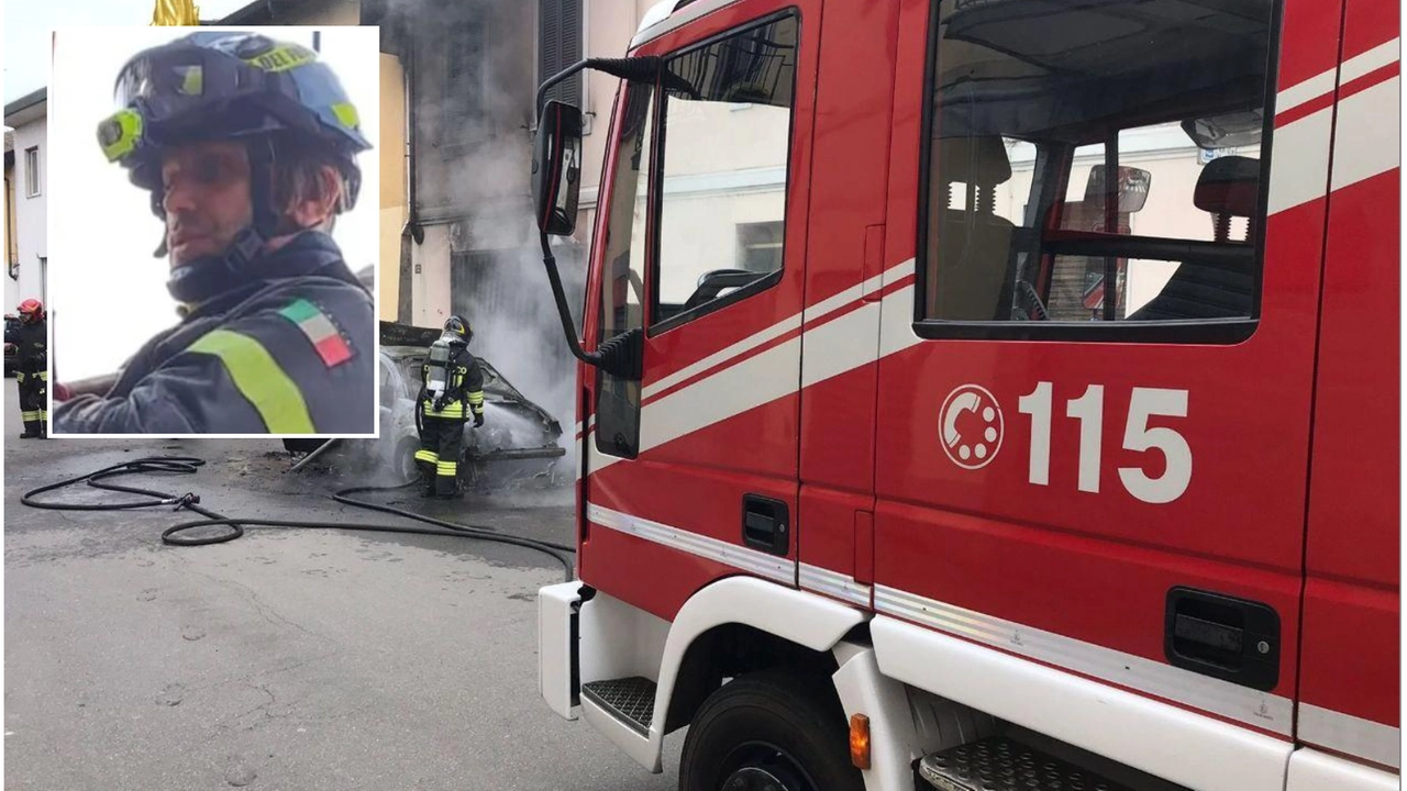 Il vigile del fuoco Devid Ricci nel riquadro