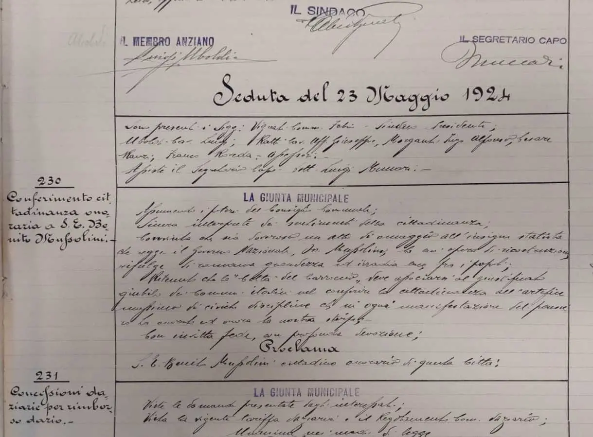 Legnano sorpassa Salò e revoca la cittadinanza onoraria a Benito Mussolini